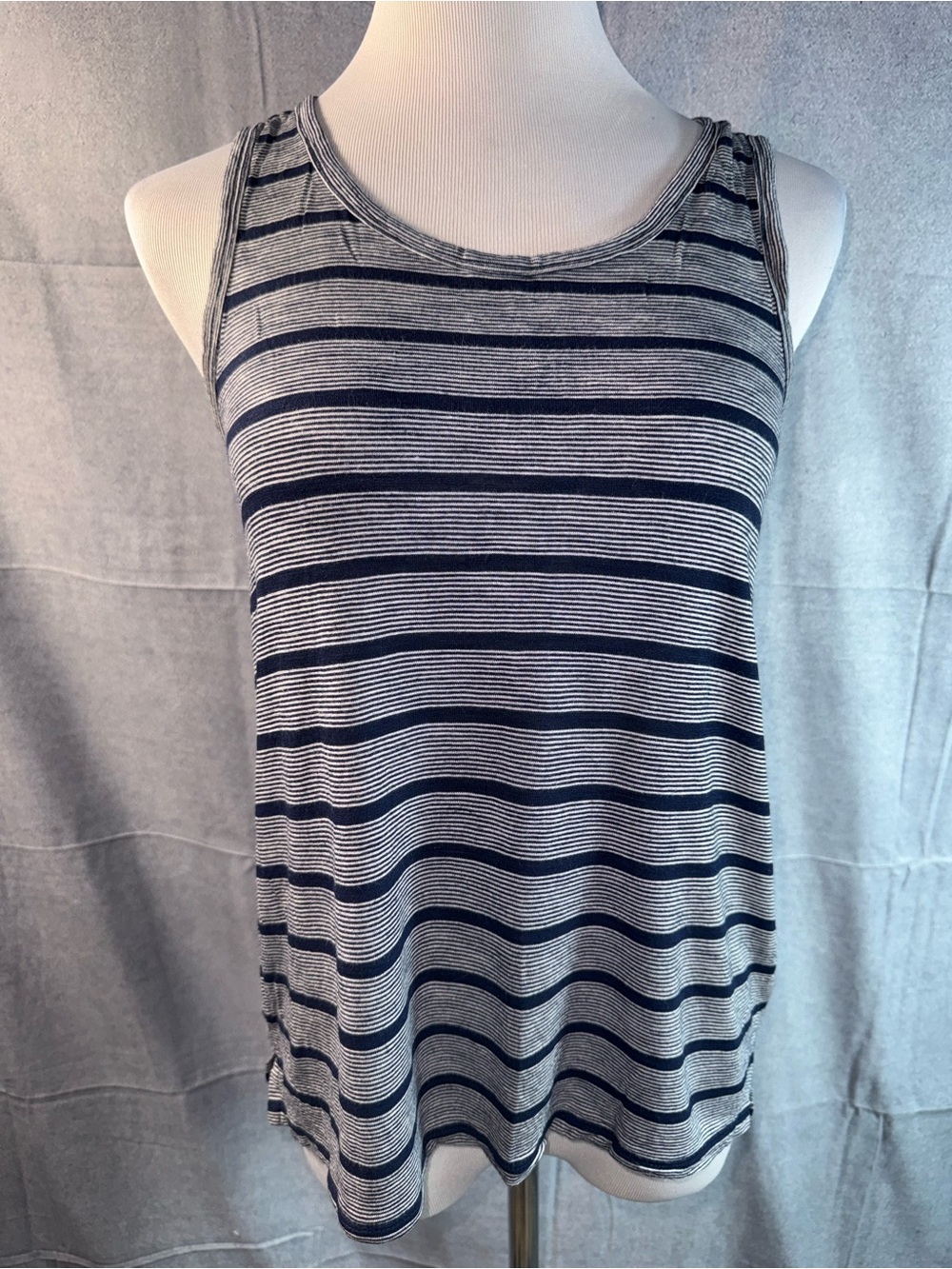 2244-GAP Navy and White Striped Racerback Tank